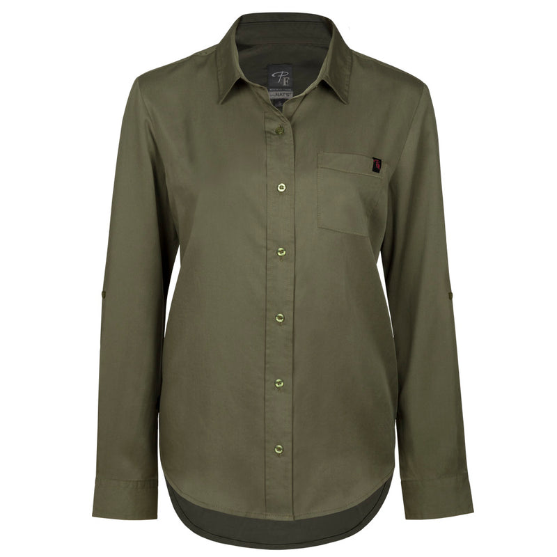 CLPF475-M-Khaki P&F Ladies Solid Flannel Shirt