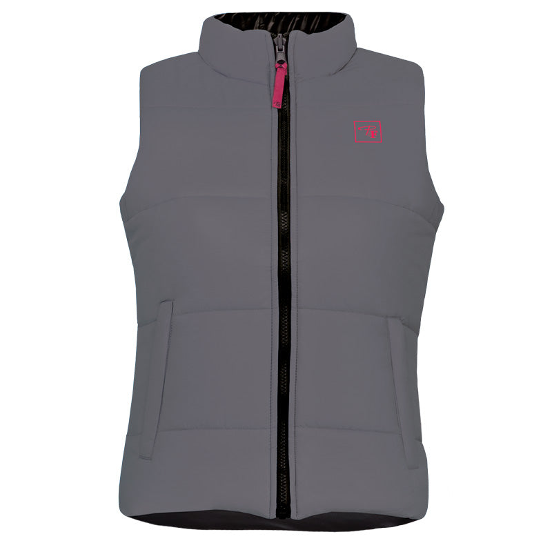 CLPF495-L-Gry/Blk Insulated Ladies Reversible Vest
