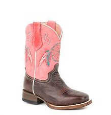 CL09-018-7022-1483 Brown Cowboy Roper Boots Kid  "Little Dreams"