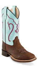 CLBSY1909-6-Lt Blue Cowboy Boot Youth Old West