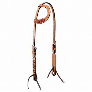 TK45-0165 Headstall one Ear Turq Cross Lt Oil