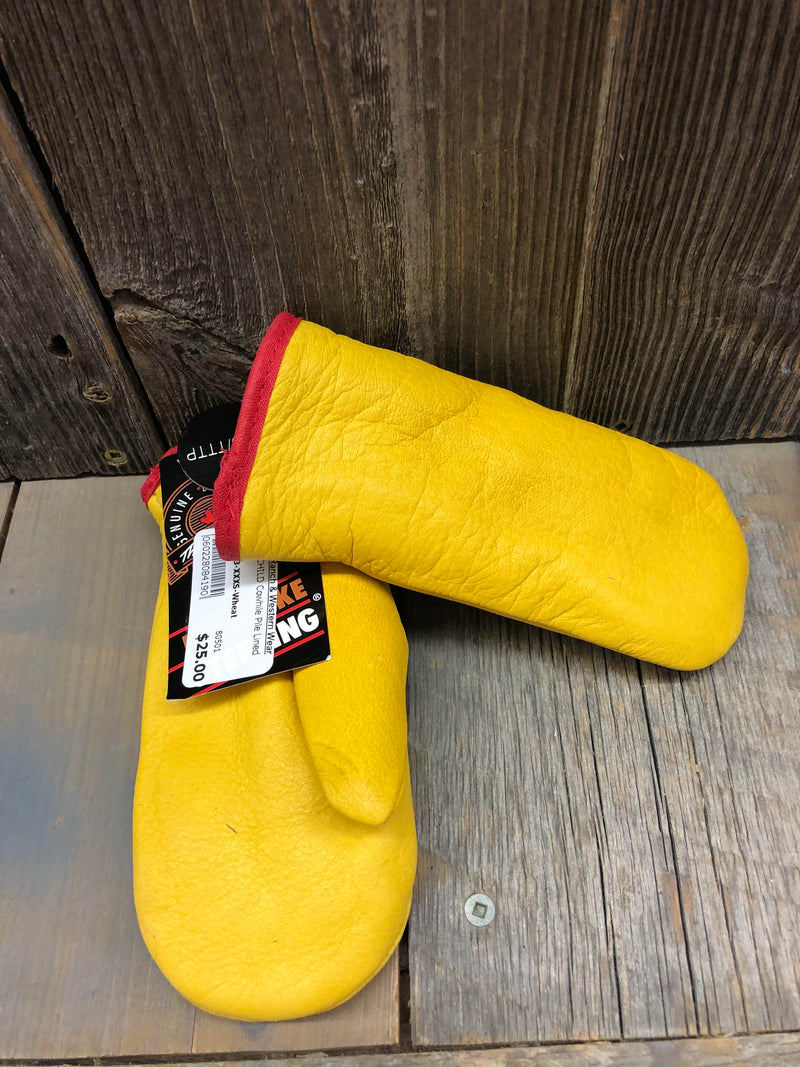 CL31H13-XXXS-Wheat Mitt CHILD Cowhile Pile Lined