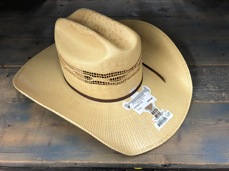 CLT71832-7 1/8 Cowboy Hat Twister Straw Bangora Gold