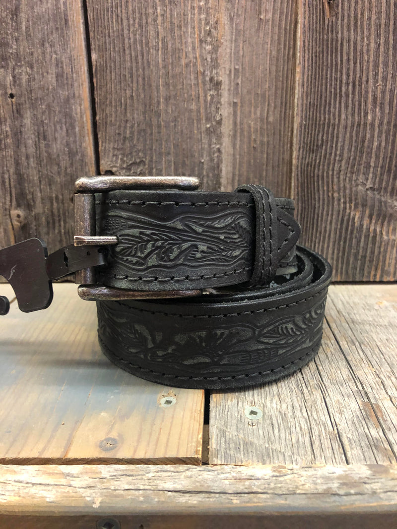 CL2880-40-Black Belt Leather Western Embossed